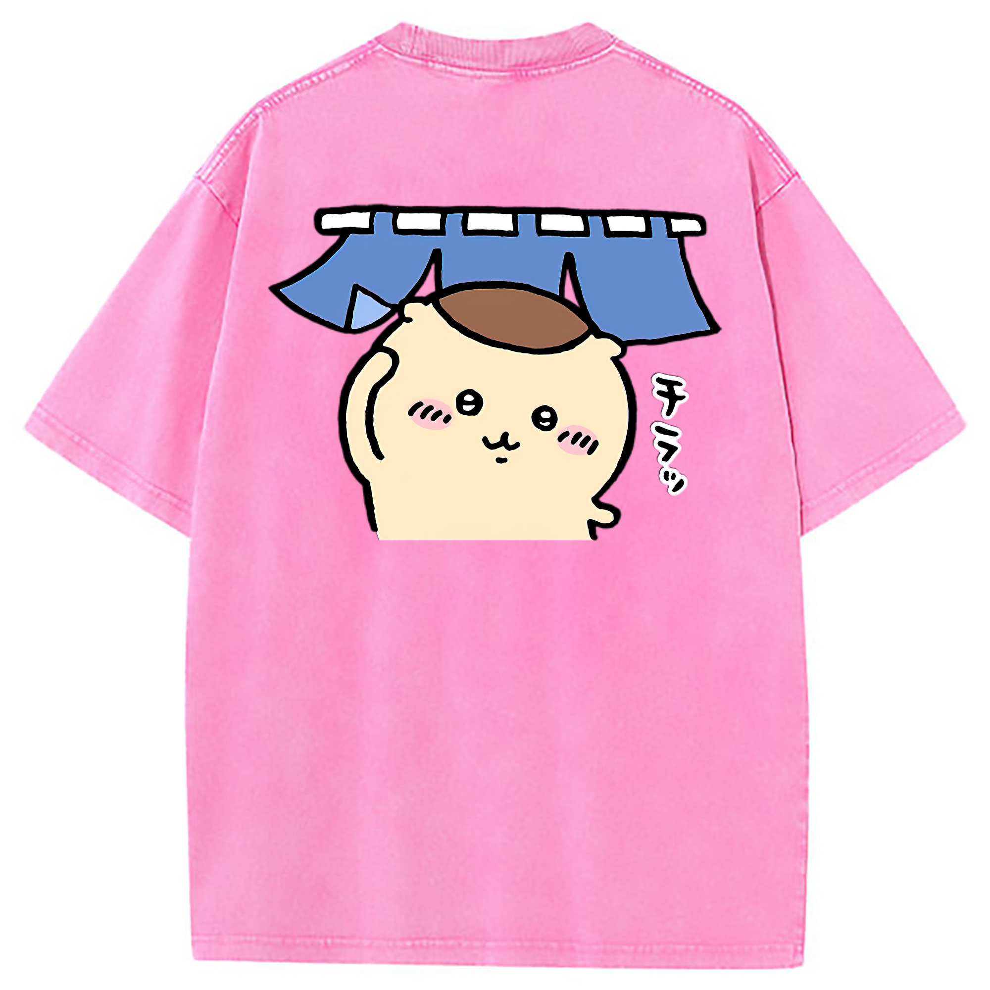 （画像用） ちいかわ くりまんじゅう Chii-kawa kuri manjū 綿100% ヴィンテージ風 半袖Tシャツ（背面プリント）